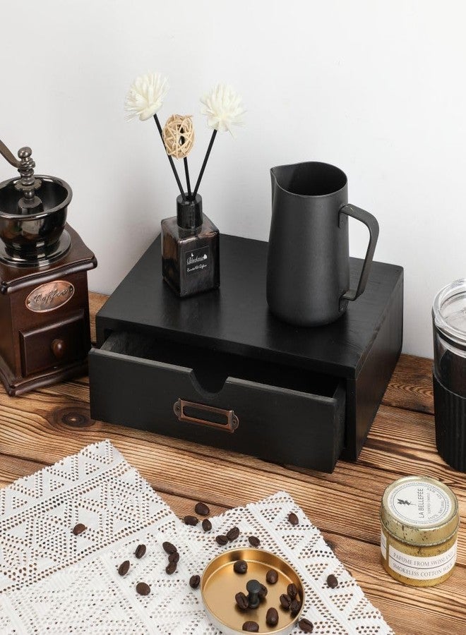 BoxSkivra Wooden Storage Box Apothecary Drawers Vintage Wooden Drawers Wood Desktop Organizer with Drawers Countertop Drawers Library Card Catalog Cabinet Apothecary Cabinet（BLACK） - Image 2