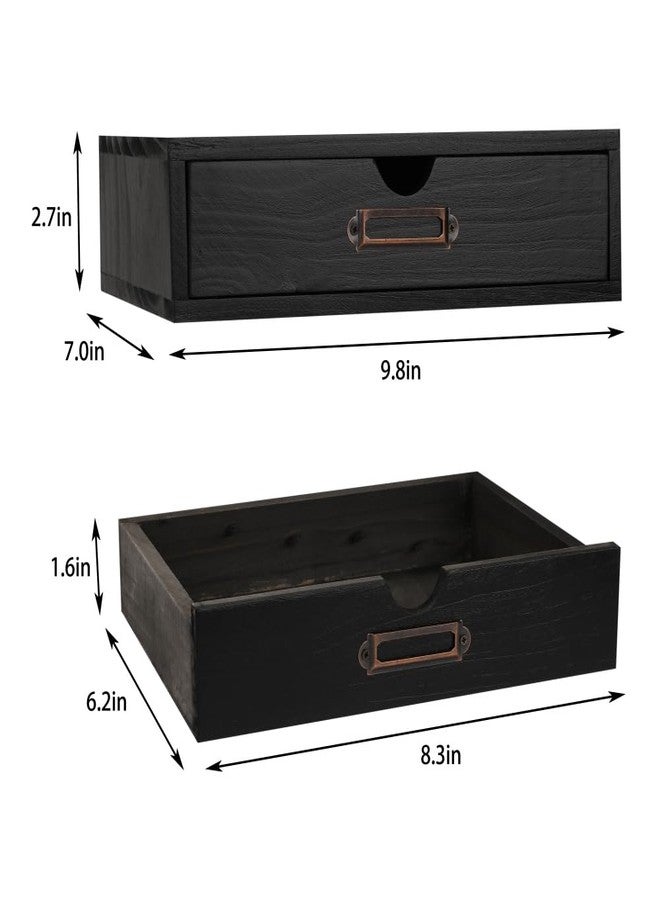 BoxSkivra Wooden Storage Box Apothecary Drawers Vintage Wooden Drawers Wood Desktop Organizer with Drawers Countertop Drawers Library Card Catalog Cabinet Apothecary Cabinet（BLACK） - Image 3