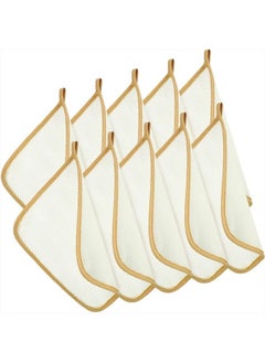Tatuo 10 Packs Exfoliating Face and Body Wash Cloths Towel Weave Soft Bath Cloth Exfoliating Scrub Cloth Massage Bath Cloth for Women and Men (Khaki Edge)  - Image 1