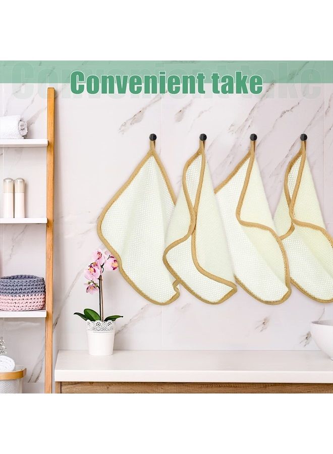 Tatuo 10 Packs Exfoliating Face and Body Wash Cloths Towel Weave Soft Bath Cloth Exfoliating Scrub Cloth Massage Bath Cloth for Women and Men (Khaki Edge) - Image 4