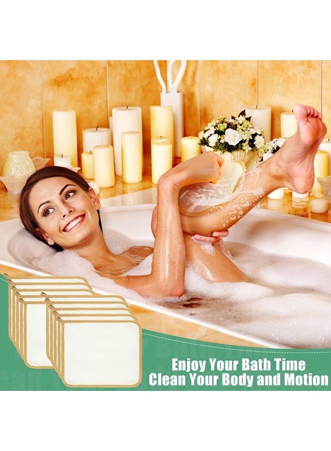 Tatuo 10 Packs Exfoliating Face and Body Wash Cloths Towel Weave Soft Bath Cloth Exfoliating Scrub Cloth Massage Bath Cloth for Women and Men (Khaki Edge) - Image 3