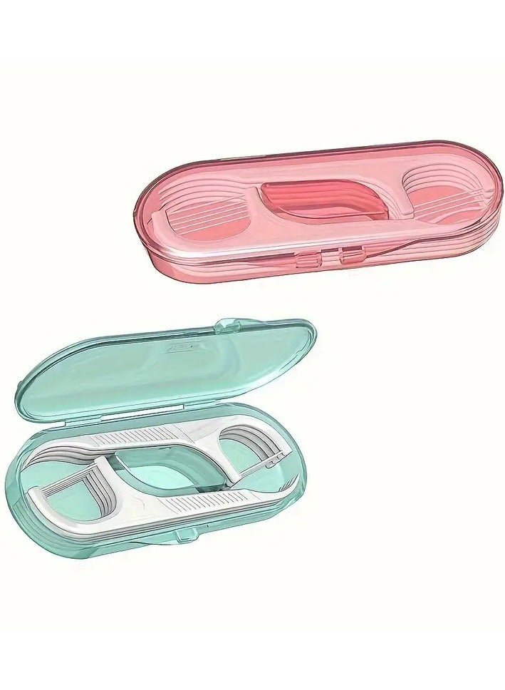 Rozino Each Box Contains 10 Double-Headed Dental Flosses, Featuring Both a Toothpick Thread And a Toothpick Head, Offered in Pink Or Green Packaging. This Portable Dental Floss Box Is a Must-Have for Travel, Efficiently Removing Food Particles And Cleaning Teeth. - Image 2