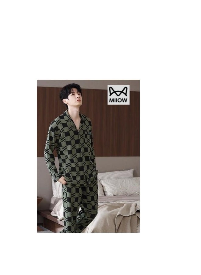 Cotton Pajamas Men's Oversized Loose Long Sleeved High-End Home Suit Set - pzsku/Z2AE344C78A4232C3D53BZ/45/_/1733888480/8500b1bd-192d-4763-aa8e-c609e809172b