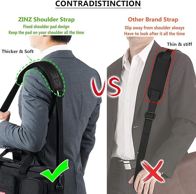 ZINZ Shoulder Strap, 57" Padded Adjustable Shoulder Bag Straps Replacement for Bags with D-Ring (Black, 001) - Image 3