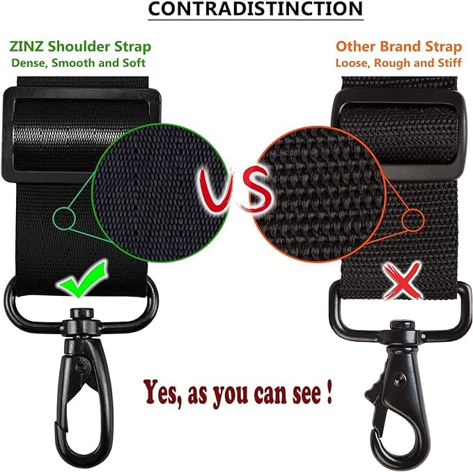 ZINZ Shoulder Strap, 57" Padded Adjustable Shoulder Bag Straps Replacement for Bags with D-Ring (Black, 001) - Image 4