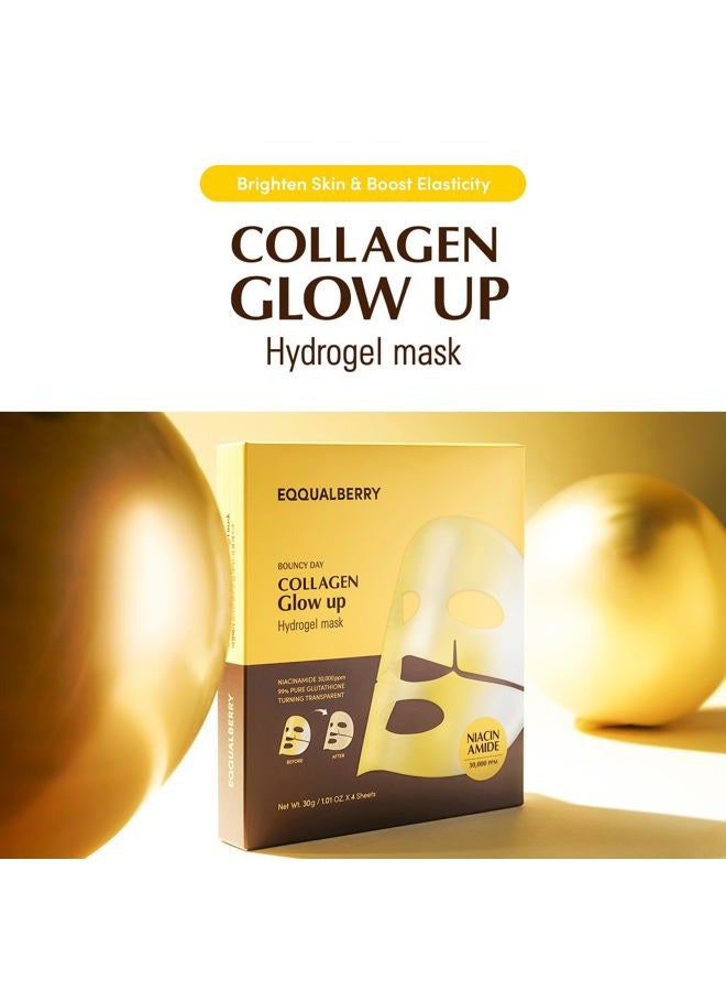 eqqualberry قناع كولاجين جلو أب - نياسيناميد وكولاجين منخفض الجزيئات لتفتيح البشرة وزيادة الإشراق | قناع وجه كوري بالكولاجين لبشرة زجاجية، 4 أوراق، 1.01 أونصة. - Image 2