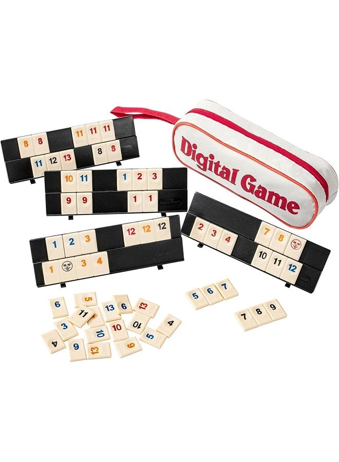 Rummy Cube Game, Children's Puzzle Toys Logic Game Parent Child Games, Travel Game Rummy Tiles Set with 4 Tiles Holders for Family Classic Board Games - Image 1