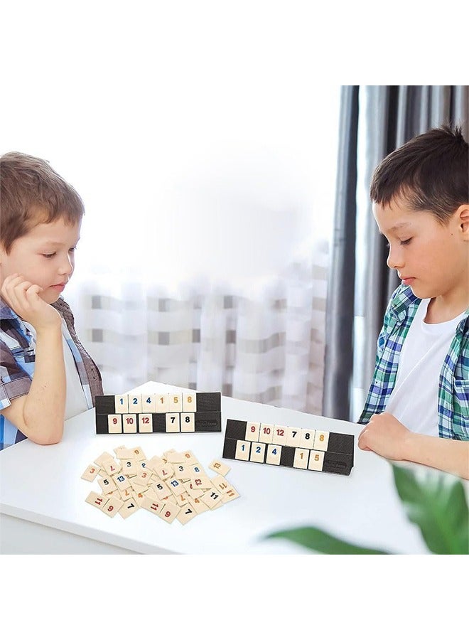 Rummy Cube Game, Children's Puzzle Toys Logic Game Parent Child Games, Travel Game Rummy Tiles Set with 4 Tiles Holders for Family Classic Board Games - Image 5