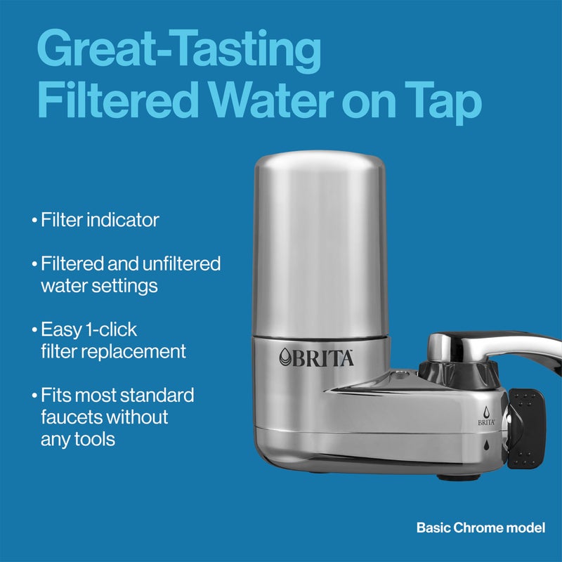 Brita Tap Water Filter, Water Filtration System Replacement Filters for Faucets,Reduces 99% of Lead, Chrome, 1 Count - Image 2