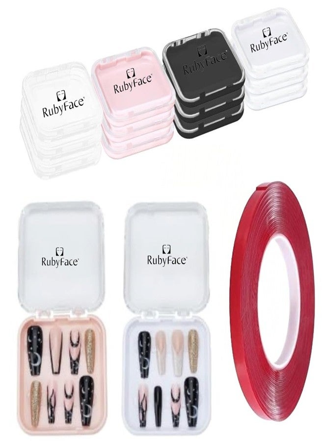 روبي فيس علبة تخزين أطراف الأظافر من روبي فيس، مجموعة من 12 قطعة مع قطعة واحدة من شريط لاصق مزدوج الجوانب للأظافر، علبة تنظيم أظافر قابلة لإعادة الاستخدام للأظافر الصناعية وإكسسوارات فن الأظافر - (بدون أظافر) - Image 1
