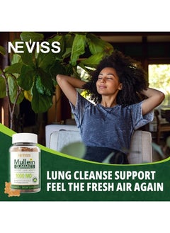 NEVISS Mullein Leaf Extract 1000mg for Lung Cleanse, Vegan Mullein Gummies for Lung with Quercetin & Bromelain, Vitamin D3, Ashwagandha for Calm & Gut Health, Chewable Herbal Supplements, Non-GMO, 60 Counts  - Image 3