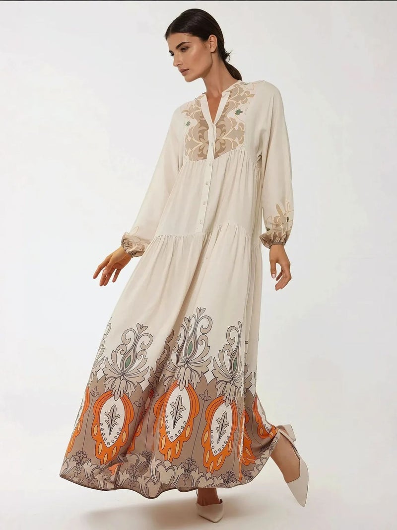 HICCUP Printed Long Sleeve Viscose Maxi Dress - Image 4