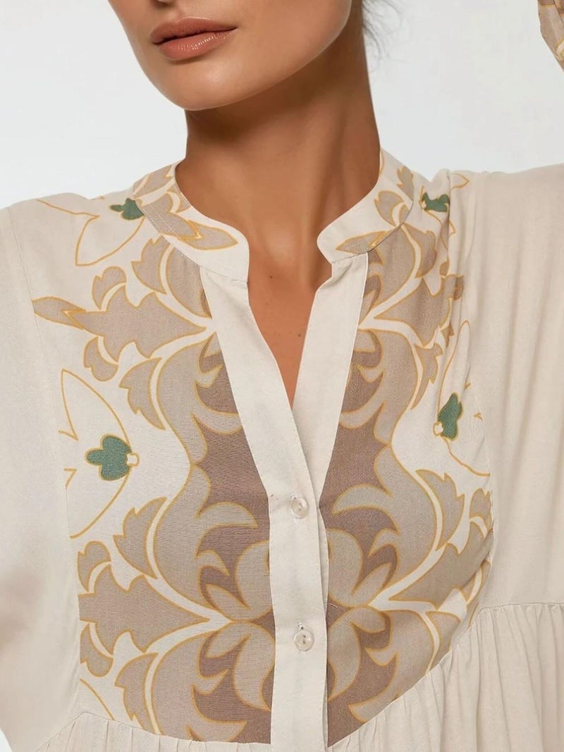 HICCUP Printed Long Sleeve Viscose Maxi Dress - Image 5