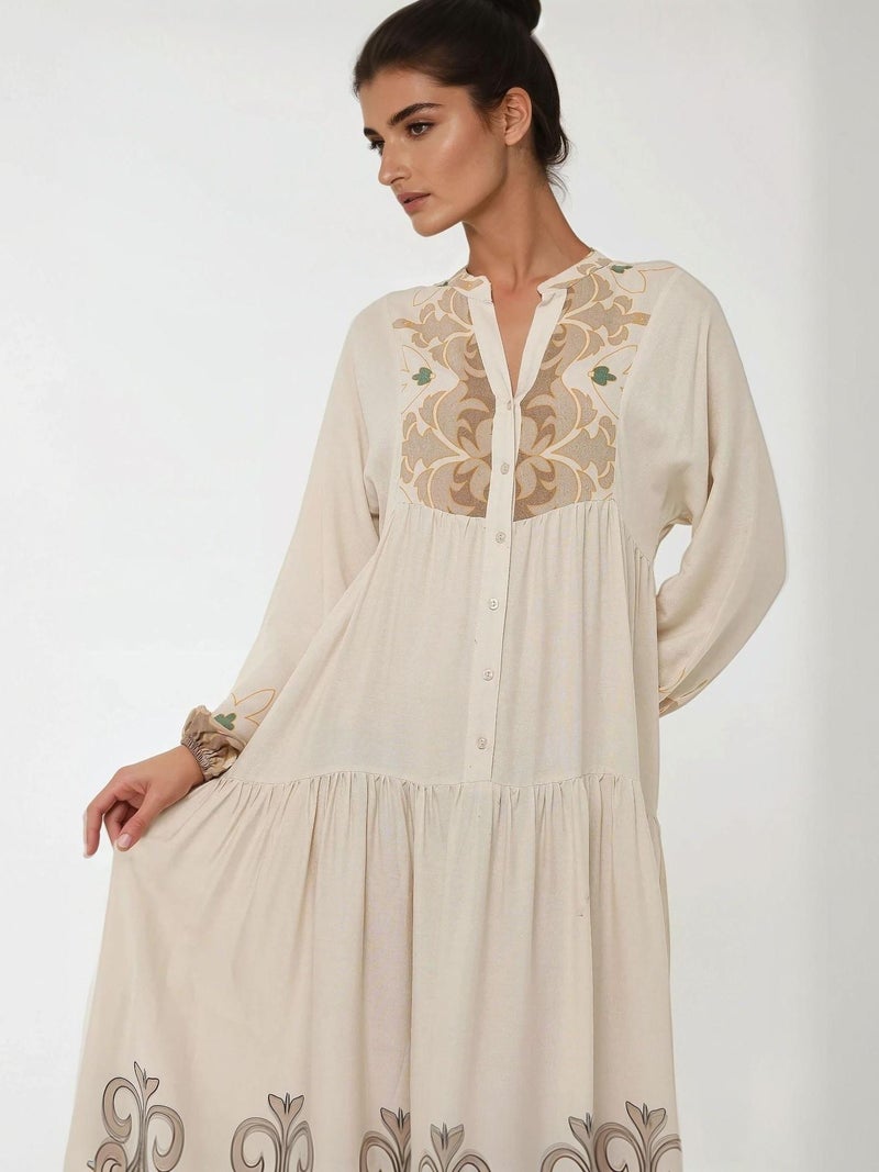 HICCUP Printed Long Sleeve Viscose Maxi Dress - Image 2