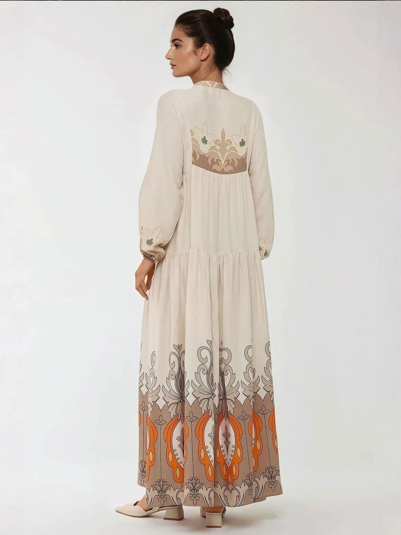 HICCUP Printed Long Sleeve Viscose Maxi Dress - Image 3