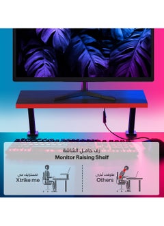 XTRIKE ME Xtrike-Me L-shape Gaming Table, Computer Desk, Home Office Workstation, Carbon fiber melamine sticker, Movable Monitor Raising Shelf, DK-04  - Image 3