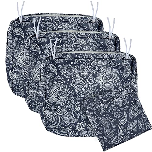 NettyPro Outdoor Cushion Covers for Patio Furniture 4 Pack UV Resistant Water Repellent Patio Chair Seat Cushion Slipcovers 24 x 24 x 4 Inch Replacement Cover Only Slate Grey Paisley