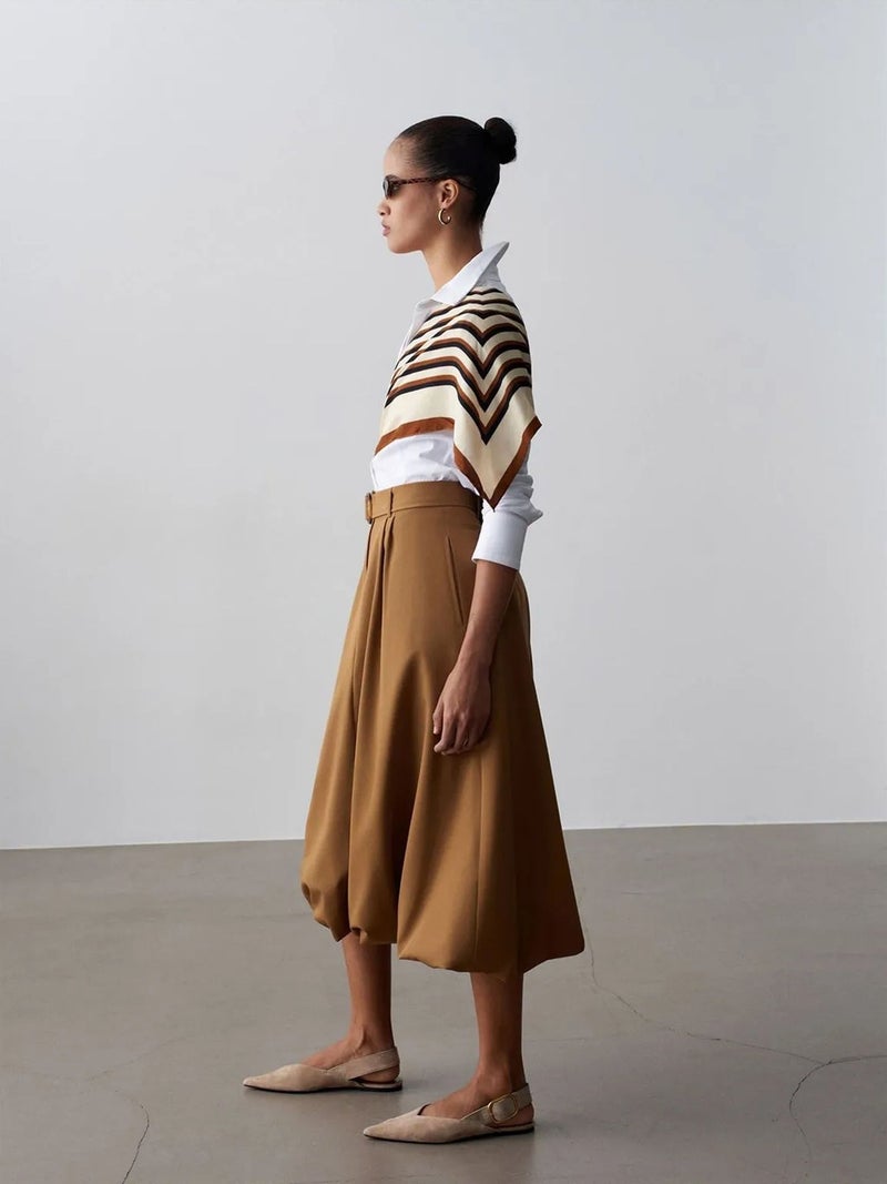 DILVIN High-waist Belted Midi Balloon Skirt - Image 3