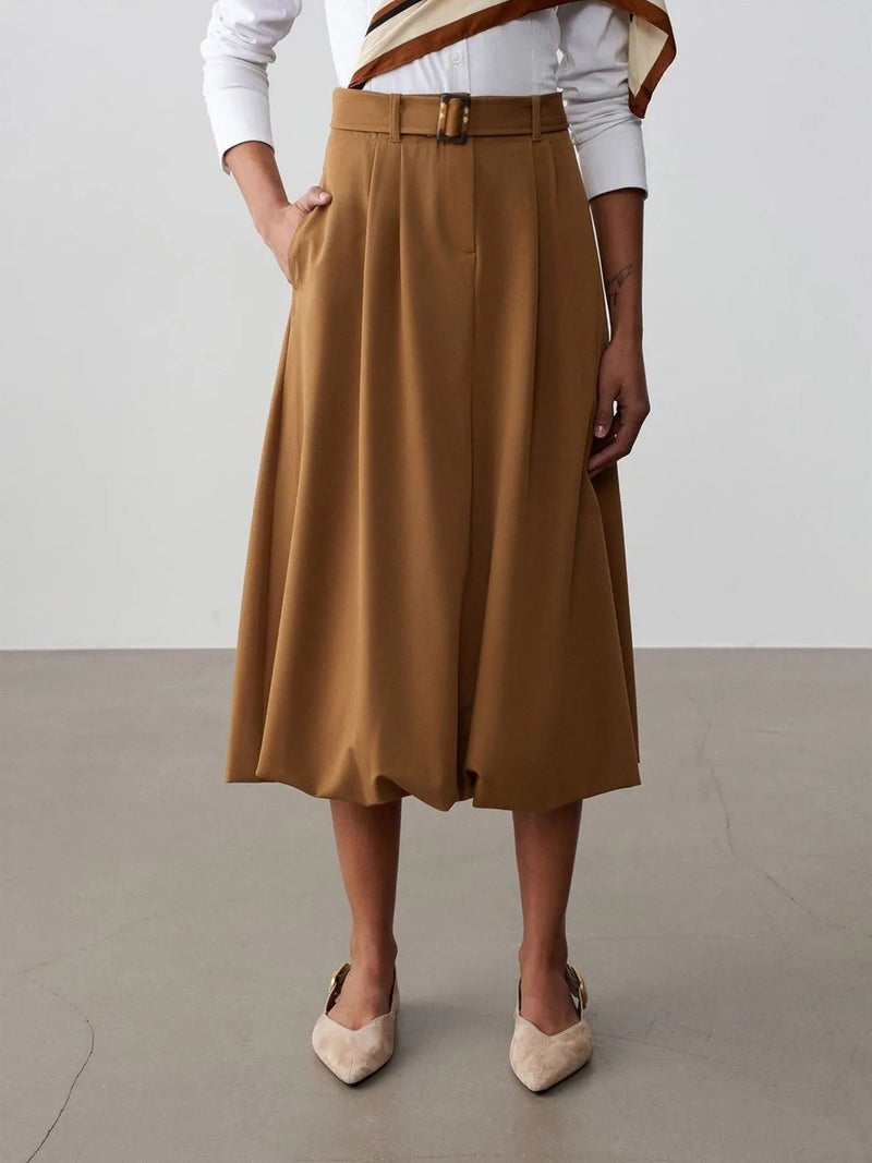 DILVIN High-waist Belted Midi Balloon Skirt - Image 4