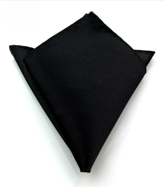 Mens Solid Formal Pocket Square Wedding Suit Handkerchief Black 