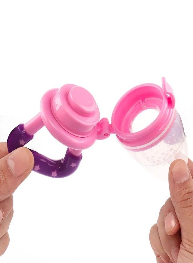 Miracle Moms Silicone Nibbler with Extra Mesh, Soft Pacifier Baby Feeder Baby Teether Infant Chewy Silicone Food & Nibbler/for Babies, BPA Free Feeder Pink (Pack of 1) - Image 2