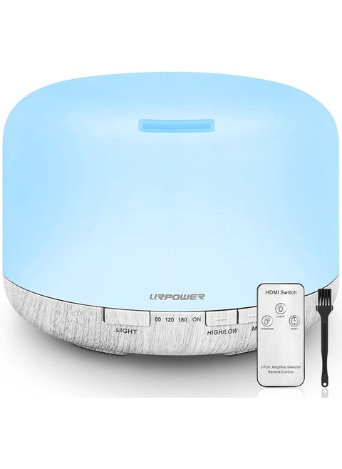 URPOWER 500ml Essential Oil Diffuser, Aromatherapy Diffusers for Essential Oils with Adjustable Mist Mode/4 Timer Settings Large Room Cool Mist Humidifier Air Diffuser for Home Office Study Yoga Spa