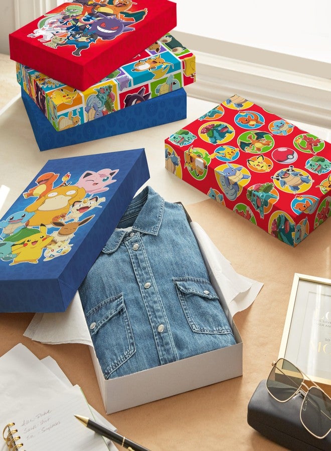Hallmark Pokémon Medium Gift Boxes with Lids (8 Shirt Boxes, 4 Designs) for Kids, Parties, Back to School, Christmas - Image 2