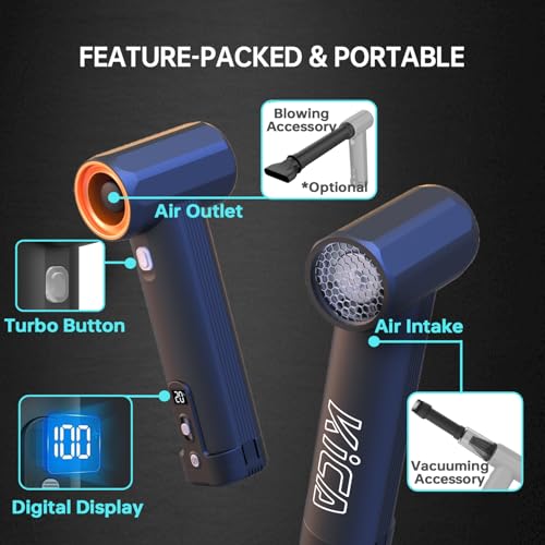 Kica Car Blower - 390CFM, 205MPH Car Dryer, 6 x 4000mAh Batteries, Turbo Boost, Smart Display, Cordless Air Blower for Car Detailing, Lawn Care, Snow Removal - Jet Fan MAX - Image 5