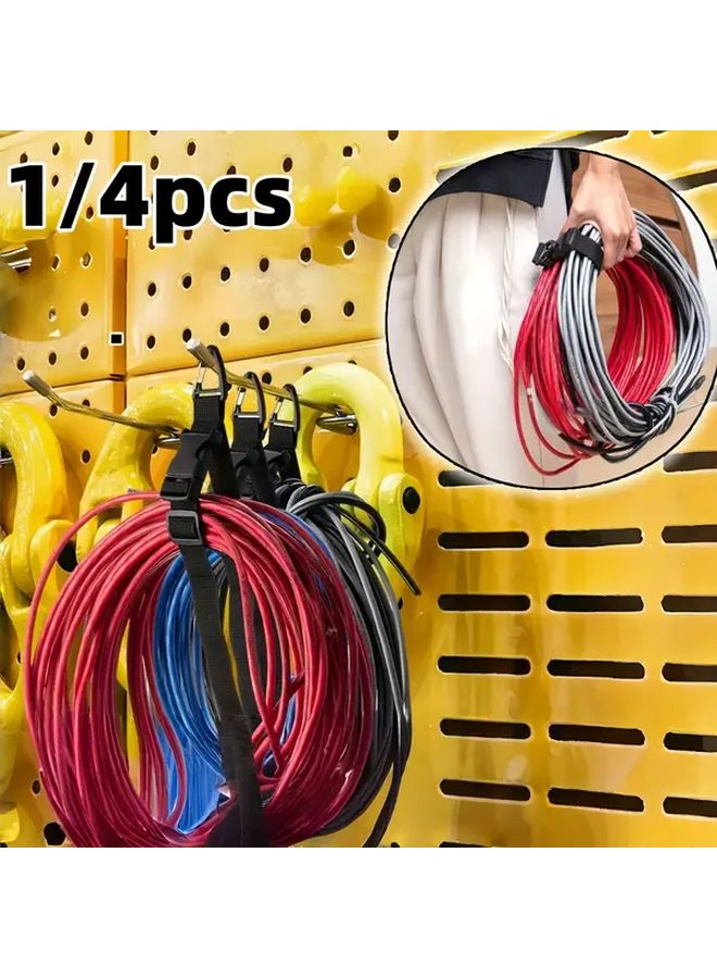 4pcs 17.72 Inch Black Adjustable Extension Cord Organizer with Three Axis Buckle Cable Straps - Image 2