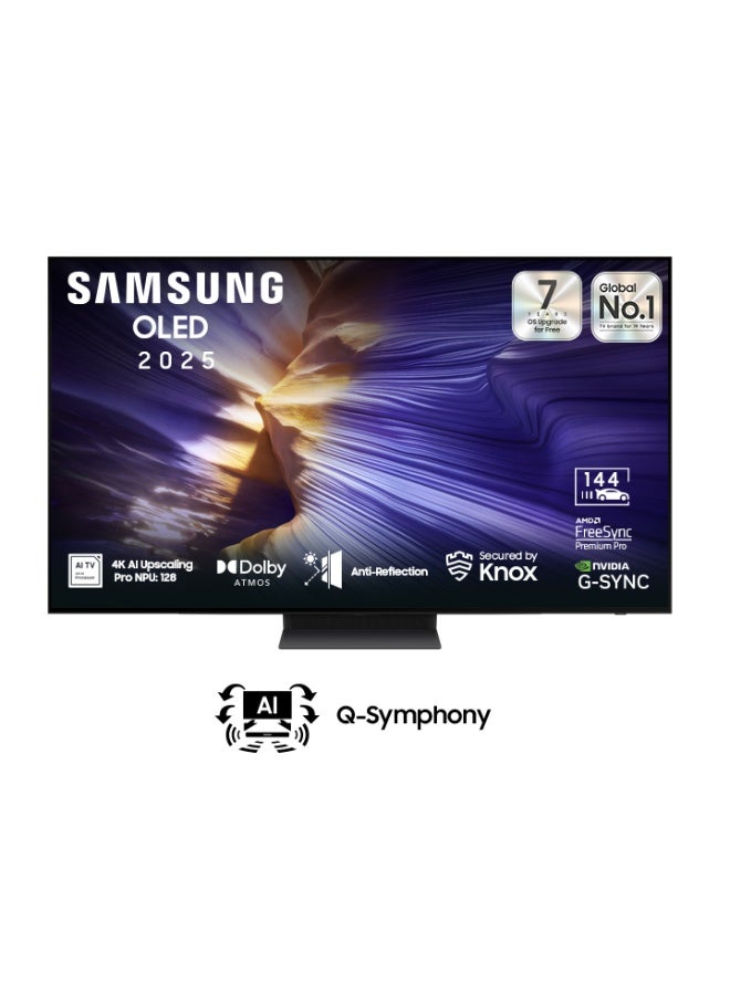 سامسونج تلفاز OLED بحجم 77 بوصة، HDR+، مضاد للانعكاس، 144 هرتز، دولبي أتموس، تحسين الذكاء الاصطناعي بدقة 4K - Image 1