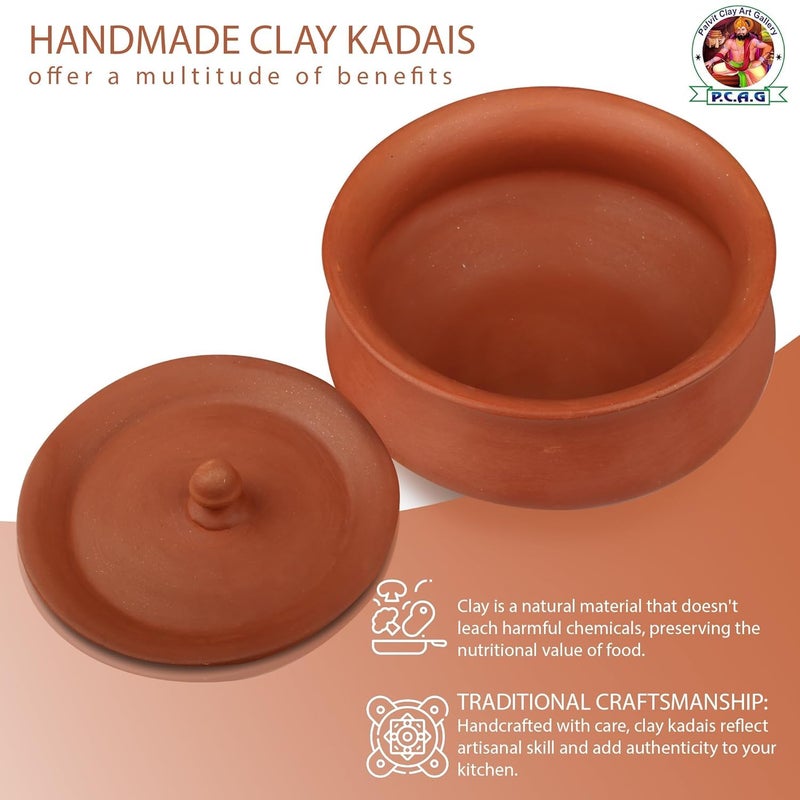 Onlinch Organic Clay Dahi Handi Clay Handi MItti Handi Curd Pot Medium Size Pot with Lid_10 - Image 2