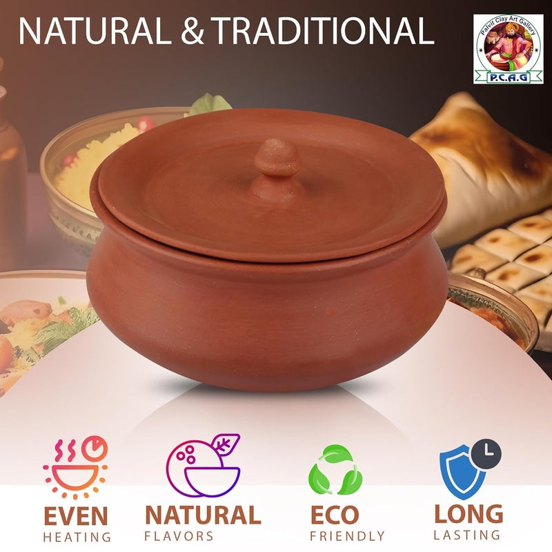 Onlinch Organic Clay Dahi Handi Clay Handi MItti Handi Curd Pot Medium Size Pot with Lid_10 - Image 5