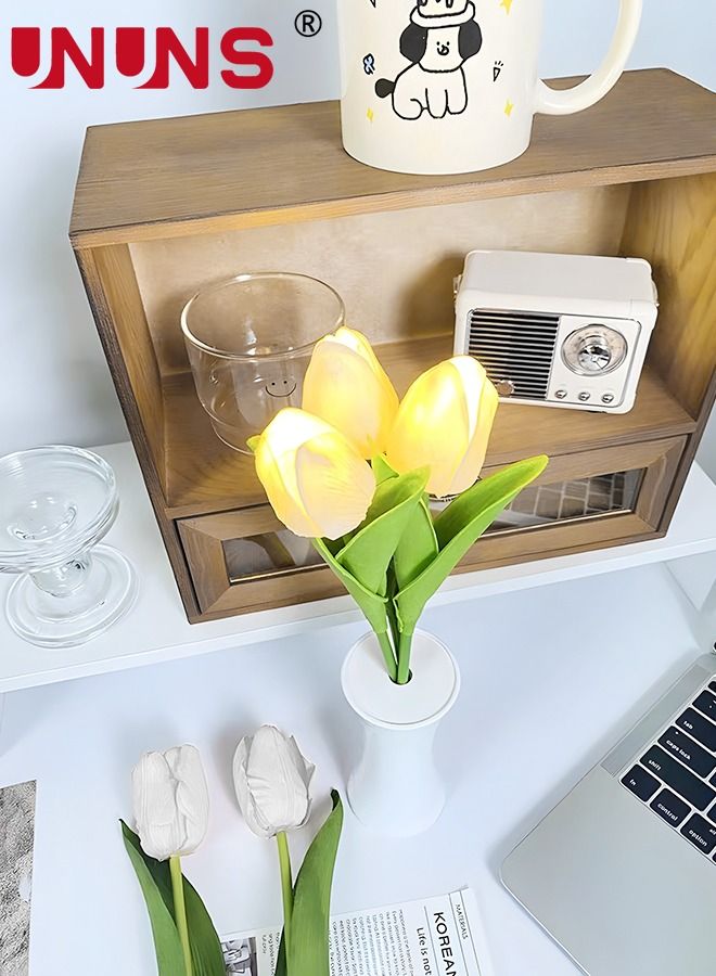 UNUNS Desk Lamp LED Tulip Lamp Artificial Flower Small Night Light,Simulation Flower Potted Nightlight Gift for Birthday Holiday Party Wedding Room Decoration  - Image 5