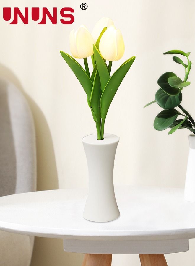 UNUNS Desk Lamp LED Tulip Lamp Artificial Flower Small Night Light,Simulation Flower Potted Nightlight Gift for Birthday Holiday Party Wedding Room Decoration  - Image 1