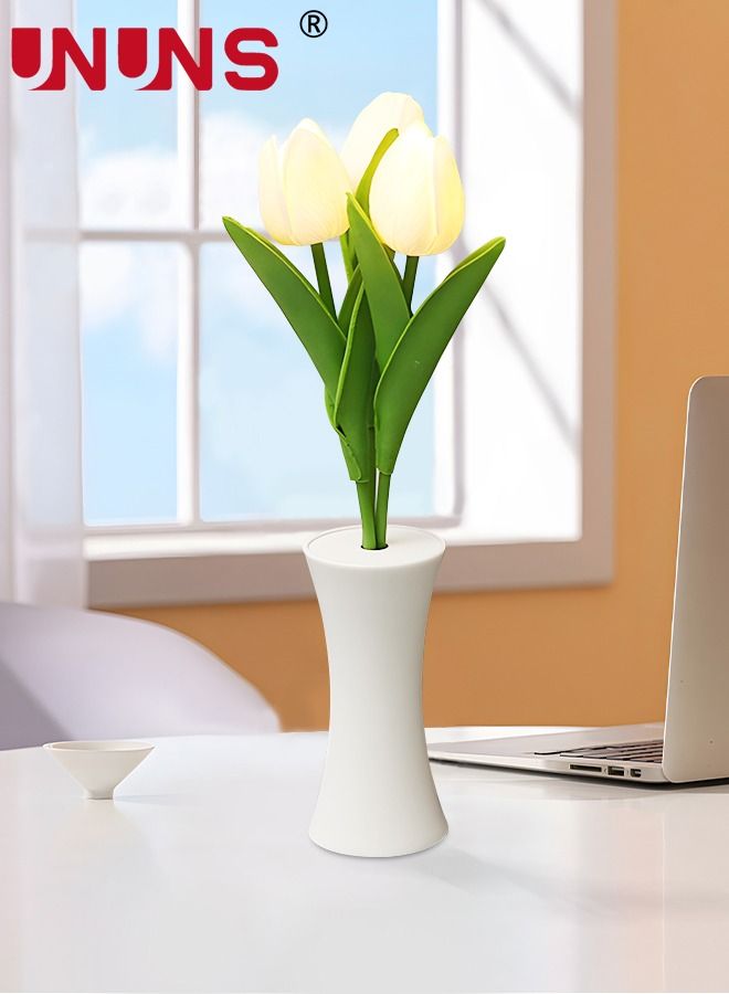 UNUNS Desk Lamp LED Tulip Lamp Artificial Flower Small Night Light,Simulation Flower Potted Nightlight Gift for Birthday Holiday Party Wedding Room Decoration  - Image 2