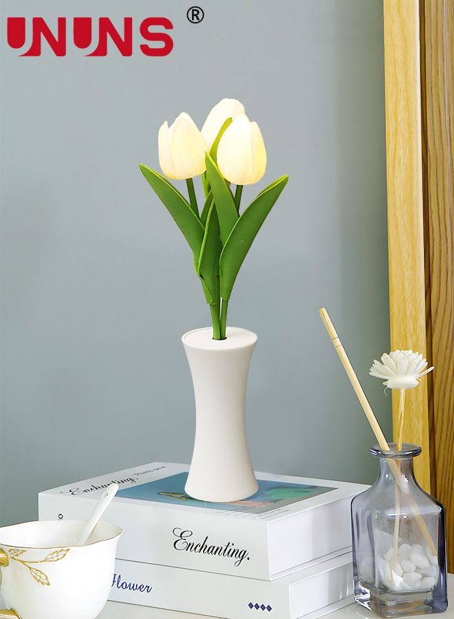 UNUNS Desk Lamp LED Tulip Lamp Artificial Flower Small Night Light,Simulation Flower Potted Nightlight Gift for Birthday Holiday Party Wedding Room Decoration  - Image 3