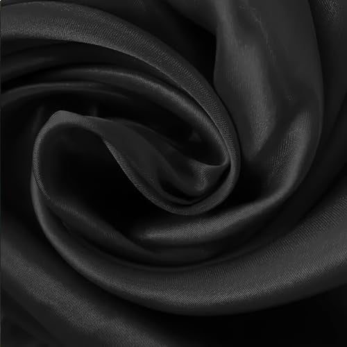 vimate Black Silk Scarf, 35'' Square Soild Satin Headband Neckerchief Scarf for Hair Wrapping at Night (Black) - Image 3