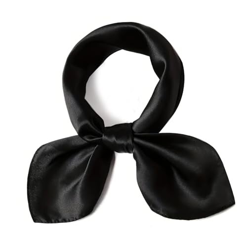 vimate Black Silk Scarf, 35'' Square Soild Satin Headband Neckerchief Scarf for Hair Wrapping at Night (Black) - Image 2