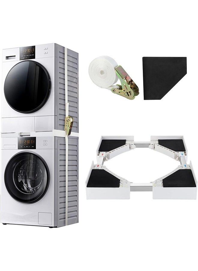 Garlo - Stacking Kit for Washer and Dryer, 70cm Universal Stacking Kit for Washing Machine and Dryer, Adjustable 50-70cm Stacking Kit with Ratchet Strap - Image 1