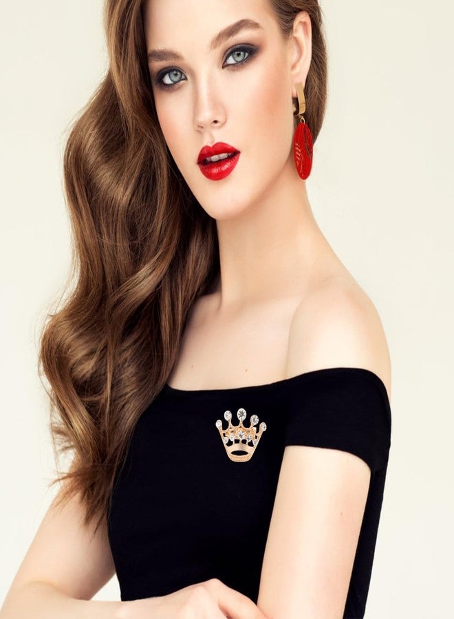 Tinksky Diamante Wedding Party Pageant Tiara Crown Corsage Brooch Pin Valentine's Day Gift, pack of 12, Gold, 2.8 * 2 * 2cm - Image 2