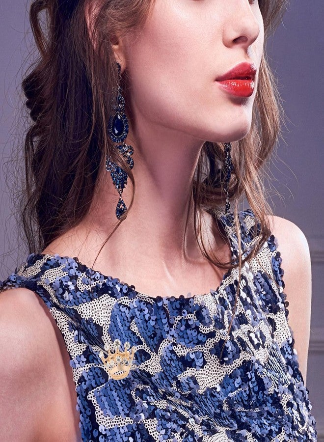 Tinksky Diamante Wedding Party Pageant Tiara Crown Corsage Brooch Pin Valentine's Day Gift, pack of 12, Gold, 2.8 * 2 * 2cm - Image 4