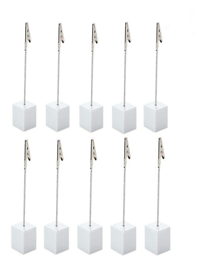 senover 10pcs Table Number Holder Name Place Card Holder Memo Clip Holder Stand Note Holder Pictures Card Paper Menu Clip (Pure White) - Image 1