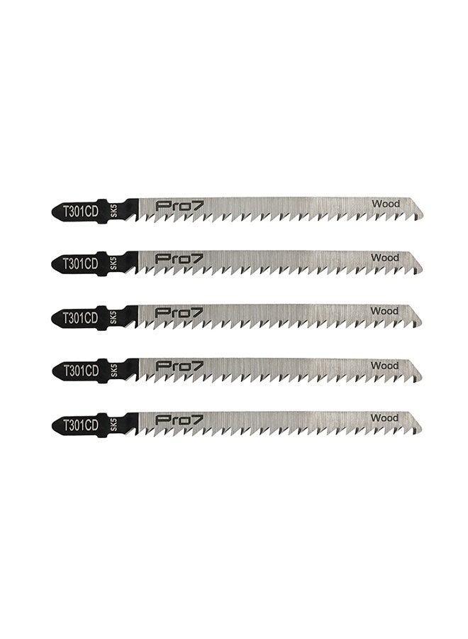 LAWAZIM Pro7 Jigsaw Blade - T301CD - 5 Piece 116mm 8 TPI T-Shank Jig Saw Blades - High-Speed Carbon Steel, Ground Teeth, Taper Ground Back - Clean and Precise Curved Cutting in Wood, Plywood & PVC - Image 1