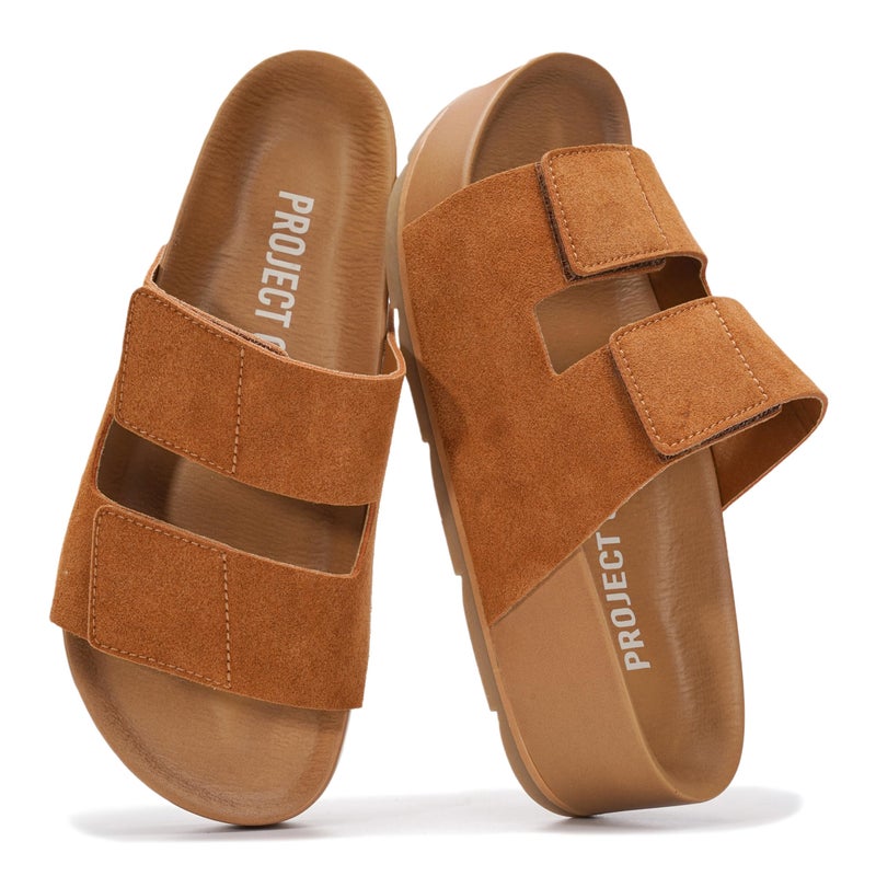 Project Cloud 100% Genuine Leather Platform Sandals Women Footwear-Beach Essentials Summer Wedges with Plush and Soft Insole-Non Slip&Lightweight Wedge Sandals For Women 2026 (Pismo, RSTSDE,9M) - Image 1