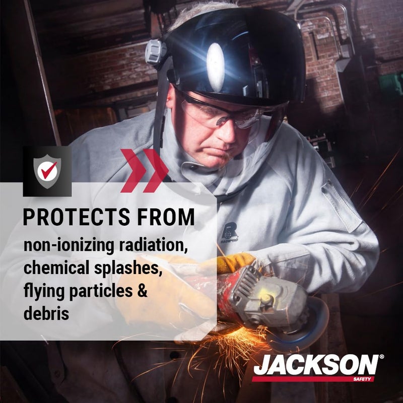 Jackson Safety QUAD 500 Series Face Shield - Clear Anti-Fog Window with Chin & Side Guard Protection - ANSI Z87.1 + High Impact & OSHA Compliant - (Available in Multiple Styles & Headgear Options) - Image 2