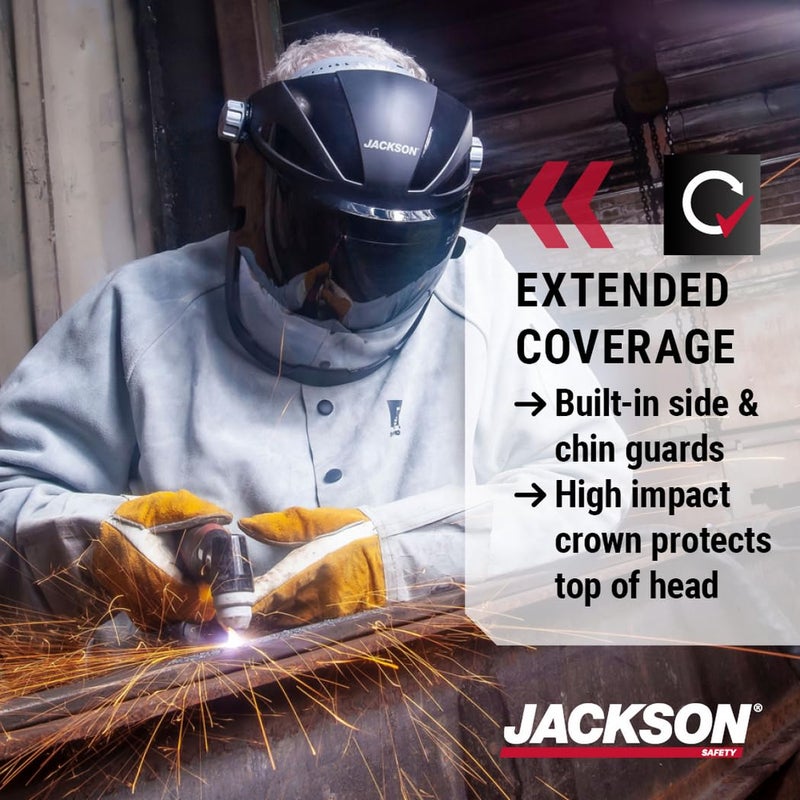 Jackson Safety QUAD 500 Series Face Shield - Clear Anti-Fog Window with Chin & Side Guard Protection - ANSI Z87.1 + High Impact & OSHA Compliant - (Available in Multiple Styles & Headgear Options) - Image 3
