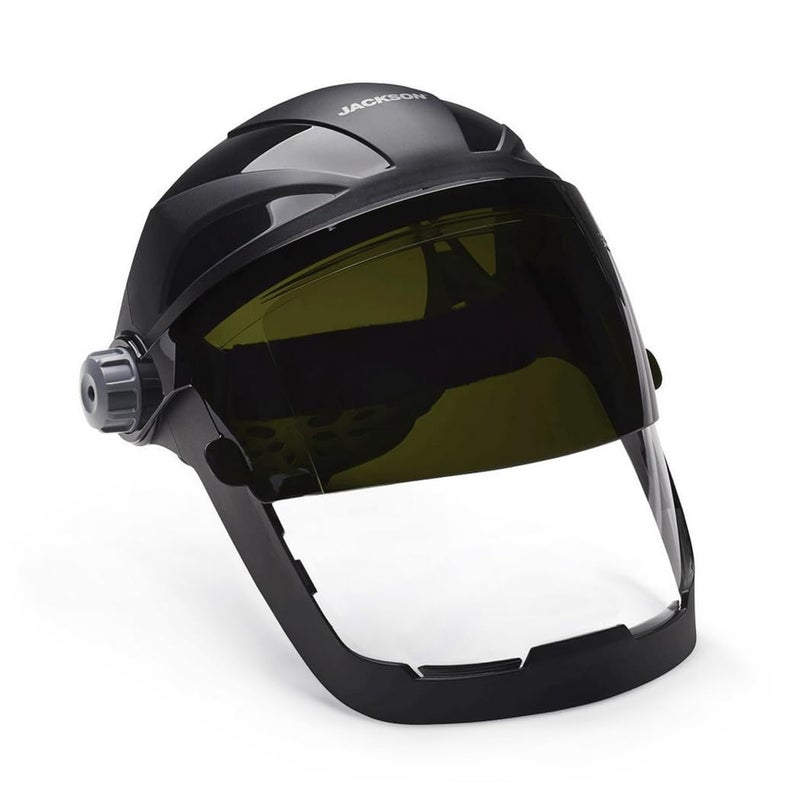 Jackson Safety QUAD 500 Series Face Shield - Clear Anti-Fog Window with Chin & Side Guard Protection - ANSI Z87.1 + High Impact & OSHA Compliant - (Available in Multiple Styles & Headgear Options) - Image 1