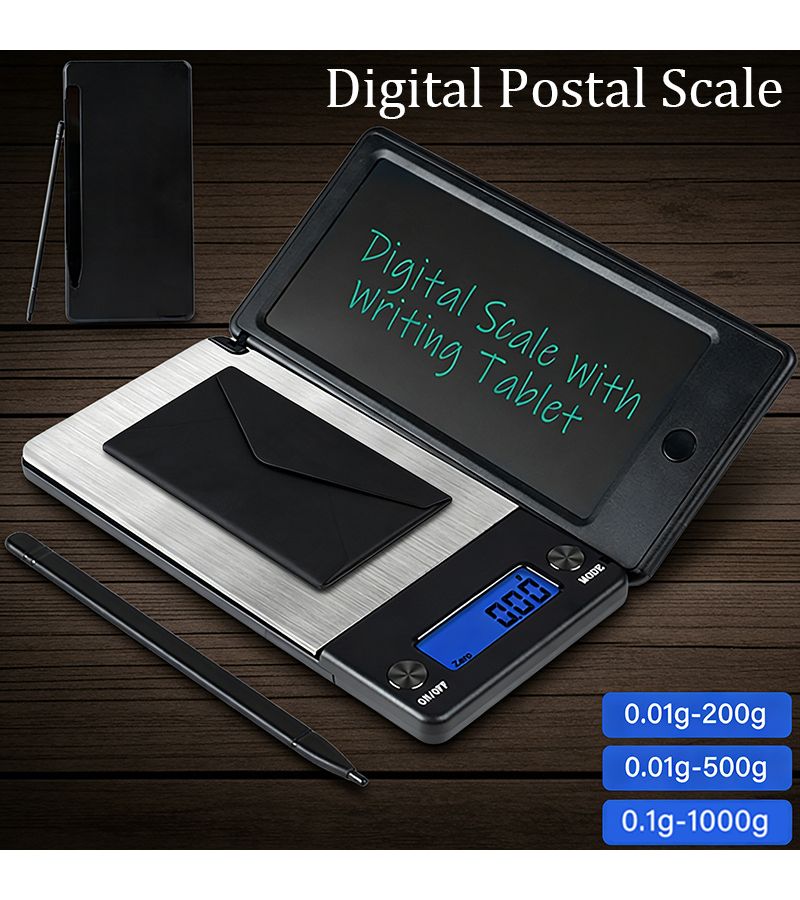 ميزان بريد عام مزدوج الاستخدام بسعة 1000 جرام مع لوحة كتابة يدوية وإضاءة خلفية LCD - Image 1