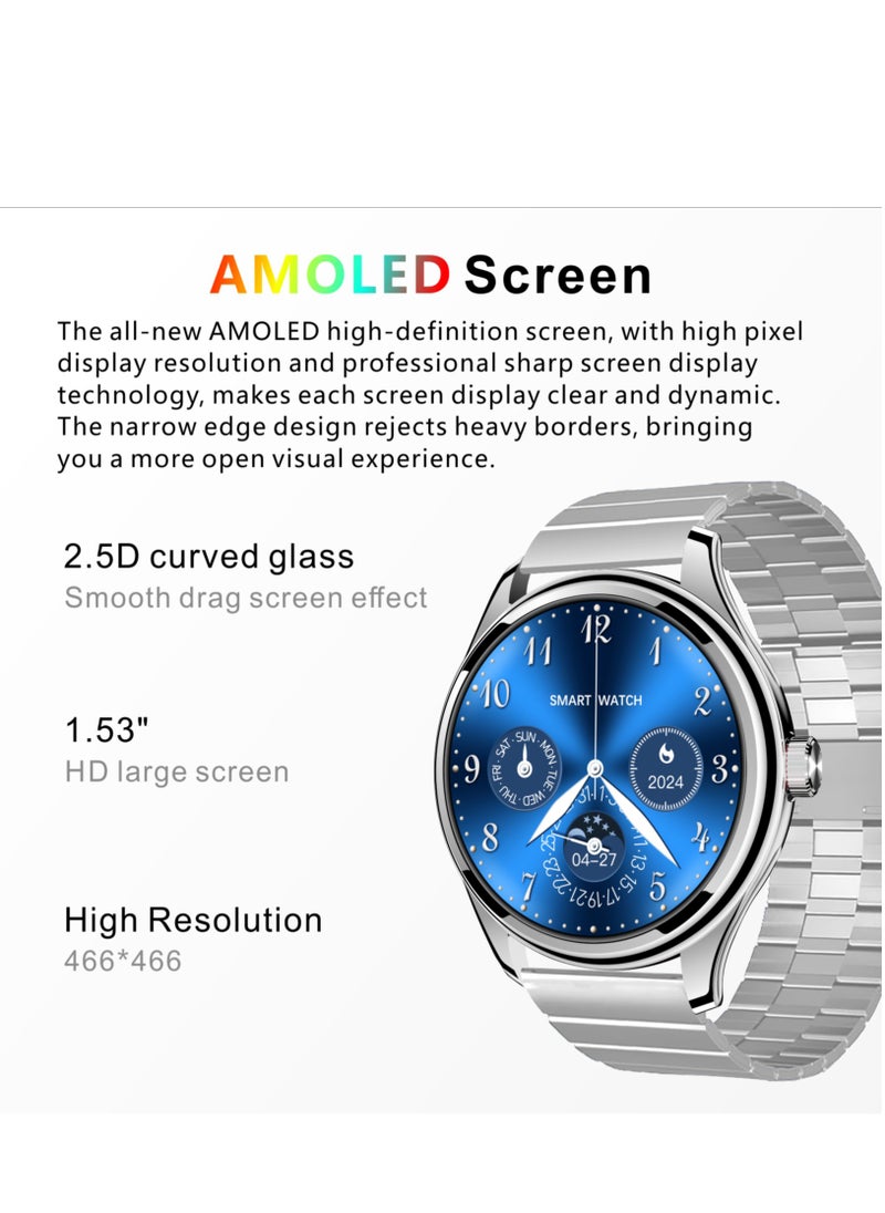 Hommtel - GT5 Ultrathin Smartwatch - Brown & Gold Edition with 1.53" AMOLED Display, NFC, AI Voice Assistant, and Multi-Sport Modes - Image 1