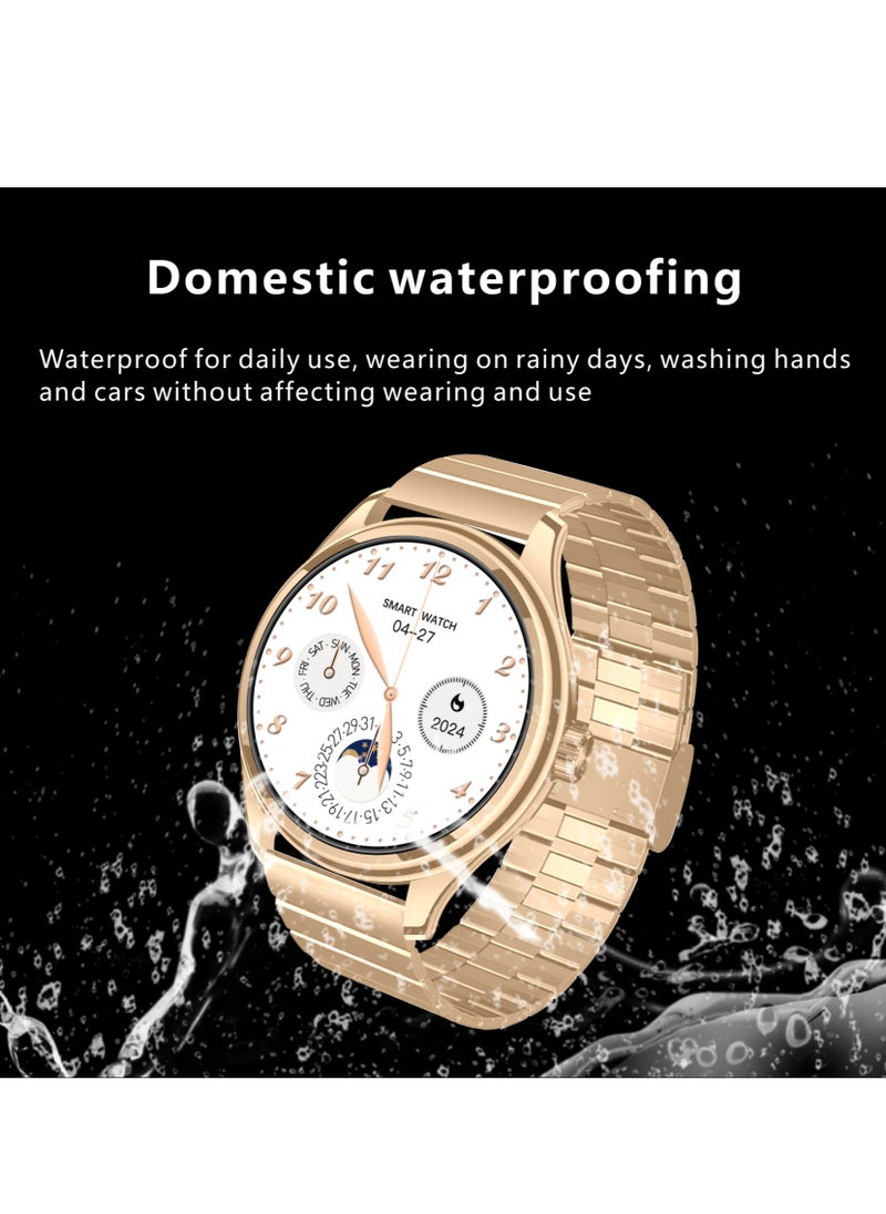 Hommtel - GT5 Ultrathin Smartwatch - Brown & Gold Edition with 1.53" AMOLED Display, NFC, AI Voice Assistant, and Multi-Sport Modes - Image 1